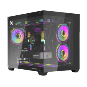 DarkFlash C285MP Exquisite M-ATX Dual Chamber Case - Black