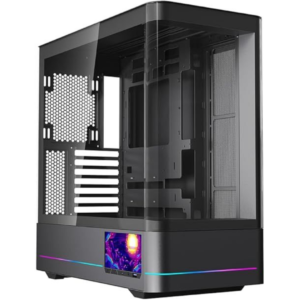 Jungle Leopard AC-02 Curved Glass | 5.5" Integrated LED Screen ATX Case - Black