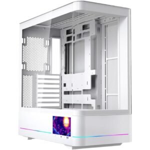 Jungle Leopard AC-02 Curved Glass | 5.5" Integrated LED Screen ATX Case - White