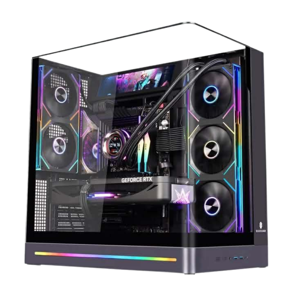 WJCoolman WJPlus Seaview Room ATX PC Case with Screen Display (Black)